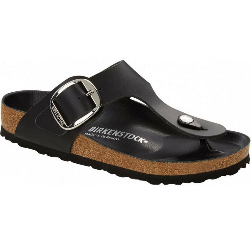 NEW ~ BIRKENSTOCK Women's Size 7 Leather Gizeh Big Buckle Thong Sandal Black